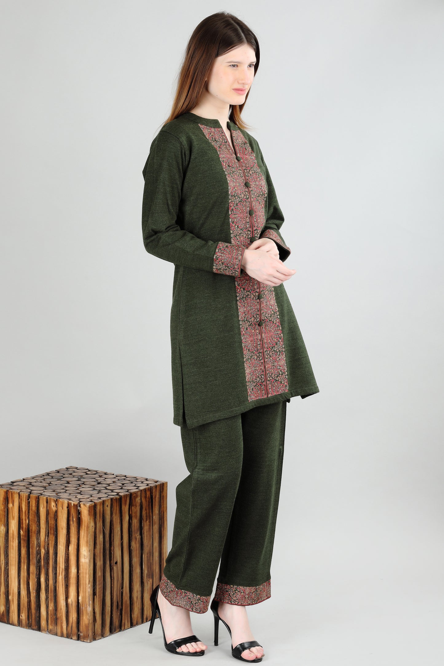 Green Cord Set with Decorative Trim