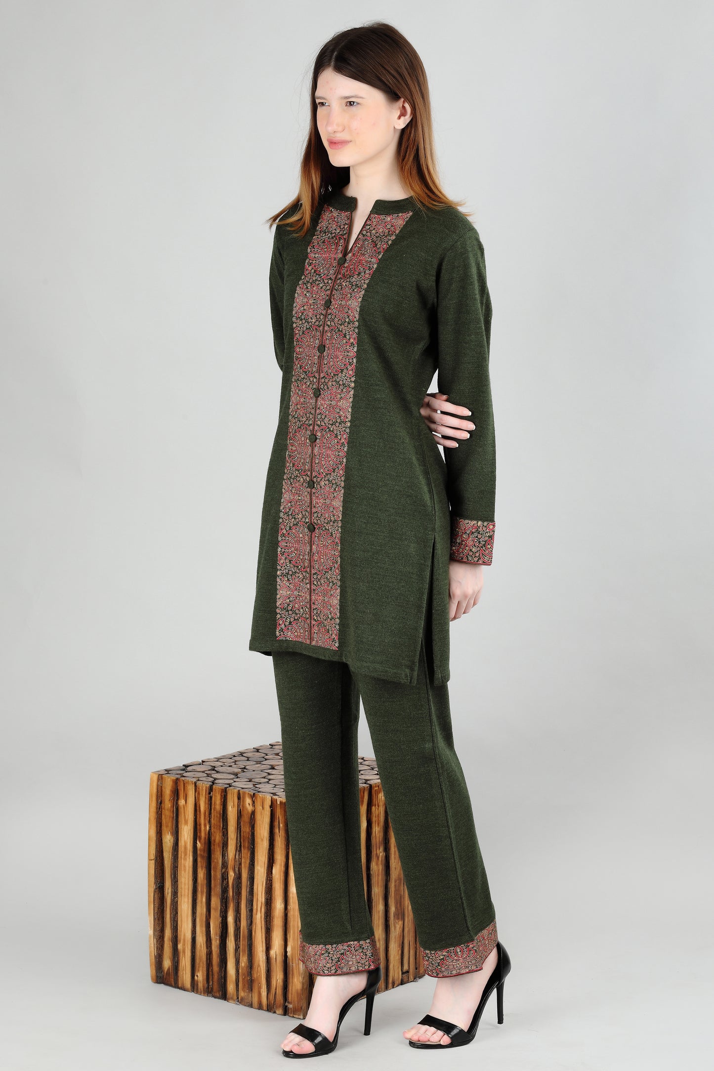 Green Cord Set with Decorative Trim