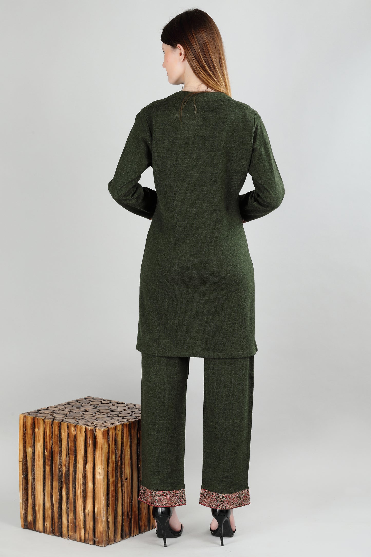 Green Cord Set with Decorative Trim
